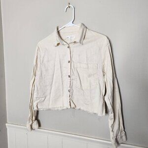 ZARA Cream Button Down Crop Shirt